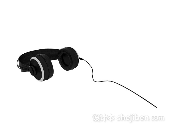 黑色音乐耳机3d模型下载