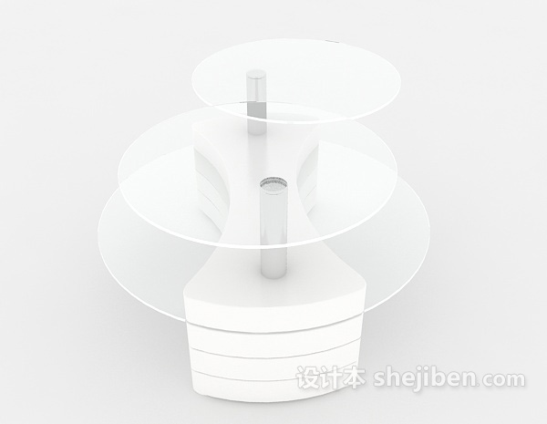 设计本白色玻璃茶几3d模型下载