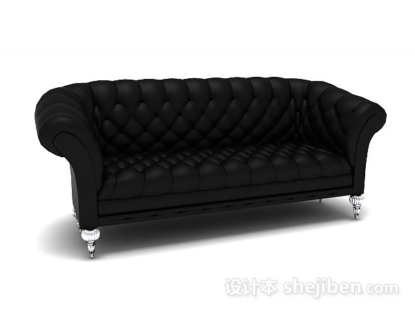 免费欧式黑色高档沙发3d模型下载