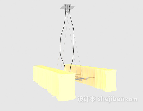 设计本黄色现代工艺吊灯3d模型下载