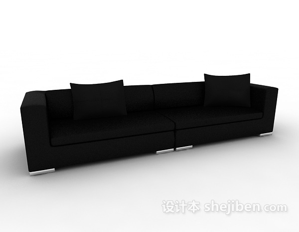 免费多人黑色沙发3d模型下载