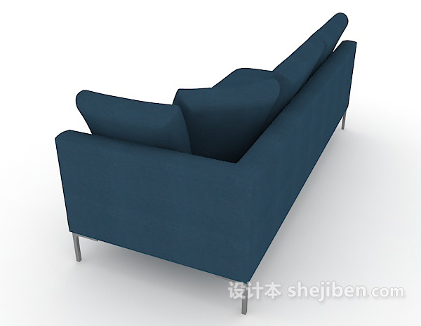设计本蓝色家居多人沙发3d模型下载