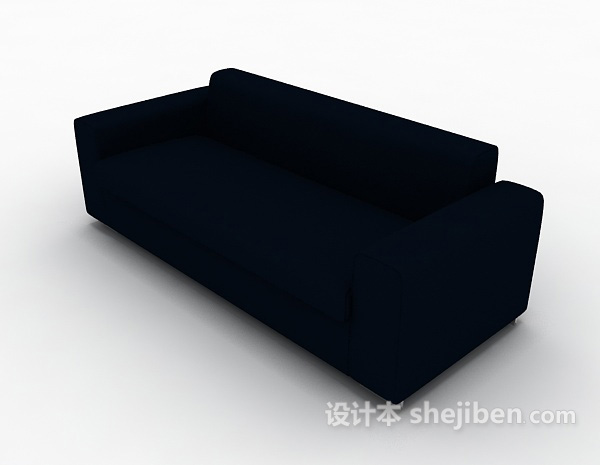设计本蓝色常见多人沙发3d模型下载