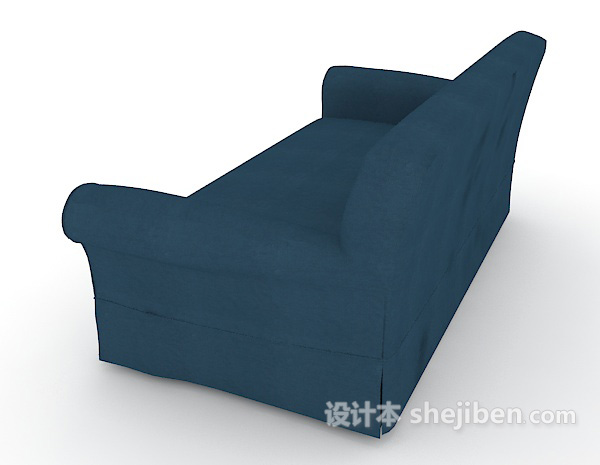 设计本蓝色双人沙发3d模型下载