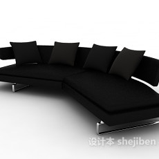黑色简洁多人沙发3d模型下载