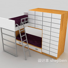 上下铺床、衣柜组合3d模型下载