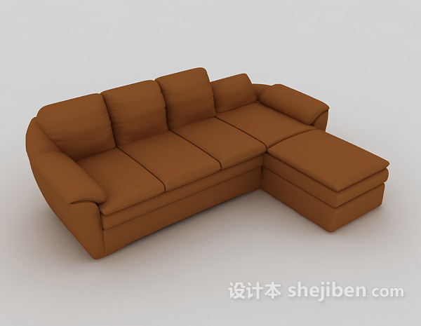 现代黄色折角多人沙发3d模型下载
