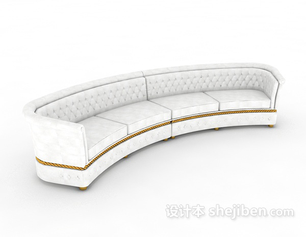 设计本白色圆形沙发3d模型下载