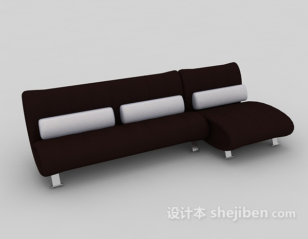 现代棕色多人沙发3d模型下载