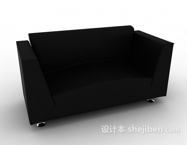 现代风格皮质黑色双人沙发3d模型下载
