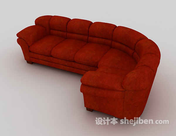 设计本美式红色皮质沙发3d模型下载