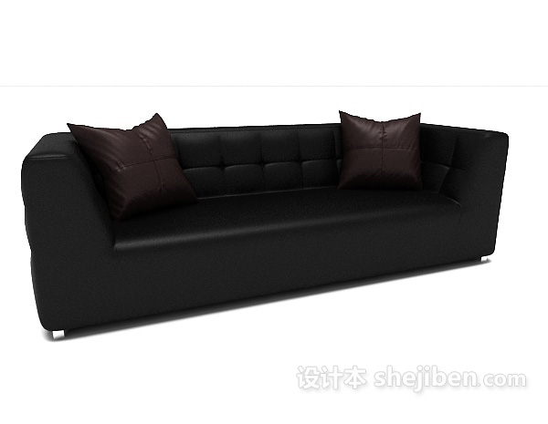 免费黑色家庭多人沙发3d模型下载