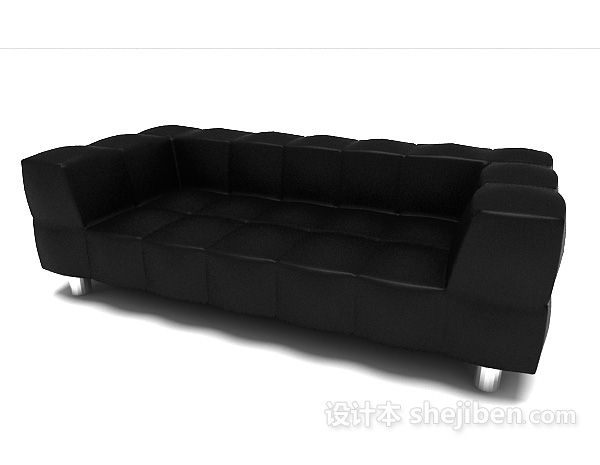 免费家居黑色多人沙发3d模型下载