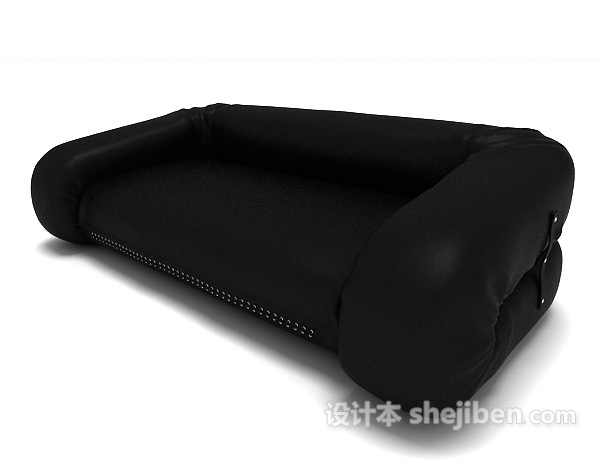 黑色皮质简约沙发3d模型下载