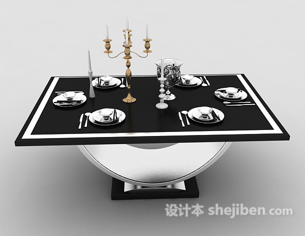 欧式风格简欧风格家庭餐桌3d模型下载
