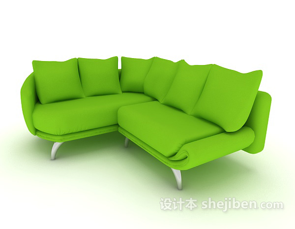 免费绿色简约沙发3d模型下载