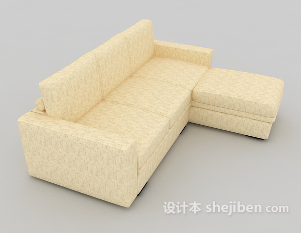 设计本家庭浅色多人沙发3d模型下载