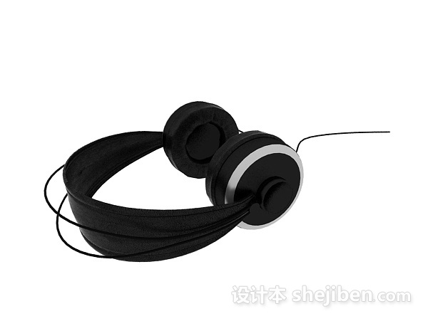 免费黑色音乐耳机3d模型下载