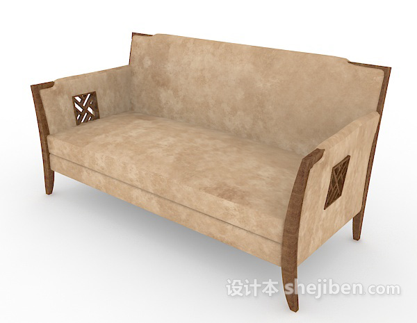 设计本家庭棕色多人沙发3d模型下载