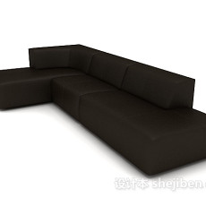 黑色简约皮质沙发3d模型下载