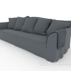 灰色系列多人沙发3d模型下载