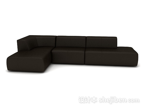 免费黑色简约皮质沙发3d模型下载