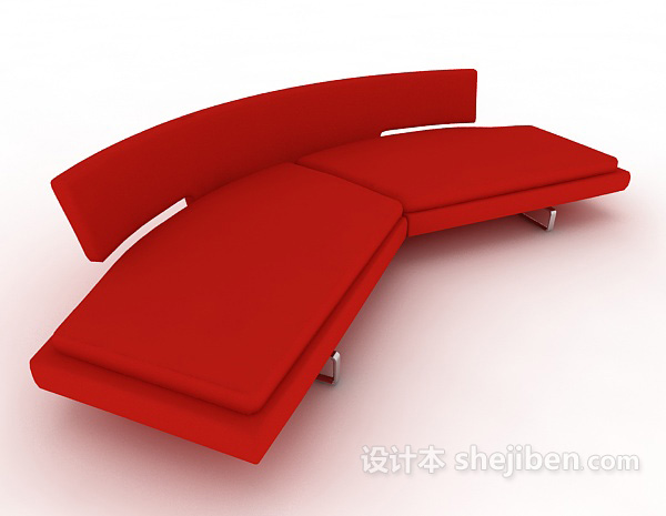 设计本红色简约大方沙发3d模型下载