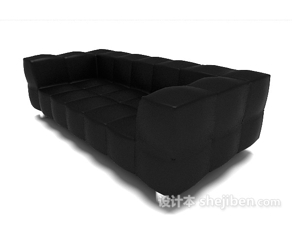 设计本家居黑色多人沙发3d模型下载