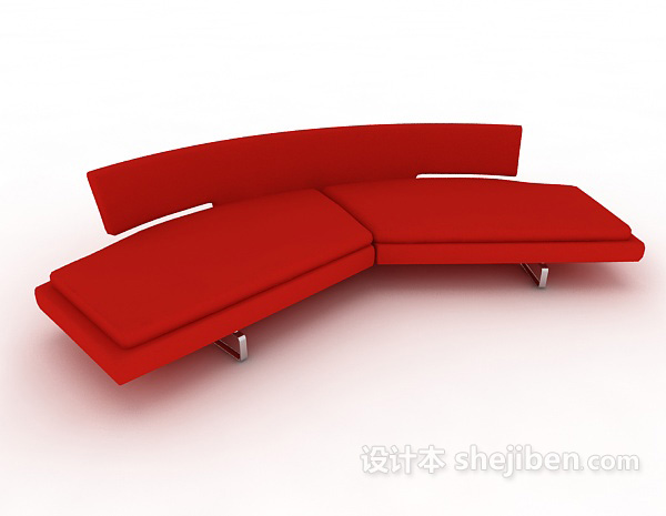 免费红色简约大方沙发3d模型下载