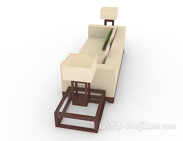 设计本新中式风格多人沙发3d模型下载