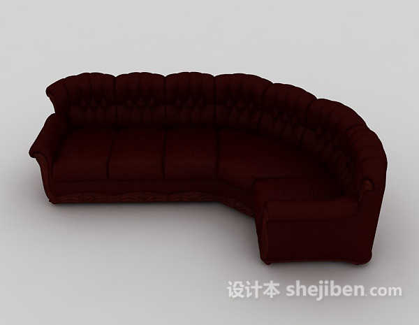 现代风格家居红色多人沙发3d模型下载
