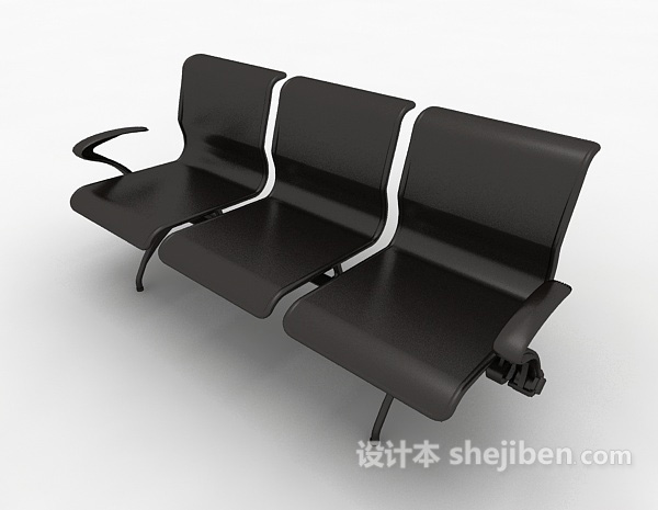 黑色三人休闲椅3d模型下载