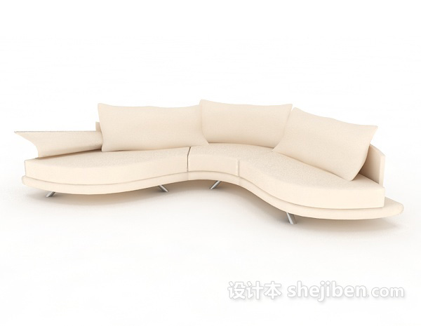 现代风格白色皮质多人沙发3d模型下载