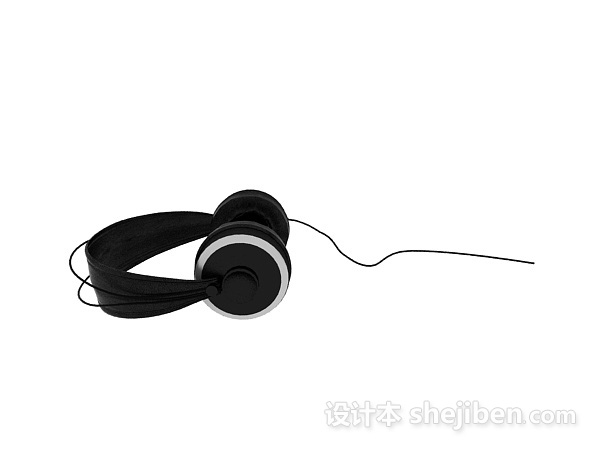 现代风格黑色音乐耳机3d模型下载