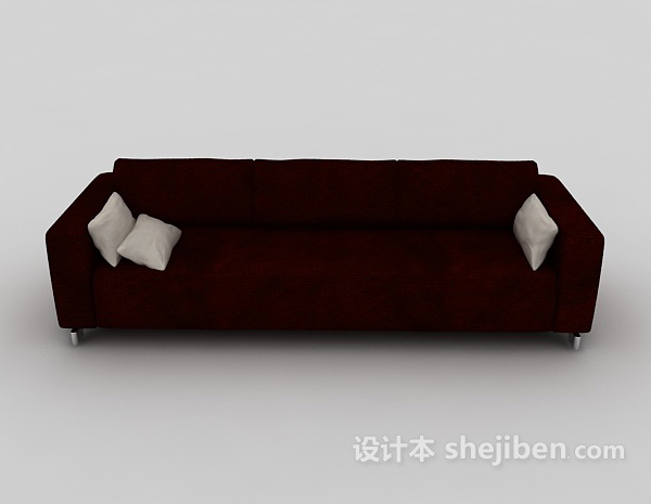 免费简约红色多人沙发3d模型下载