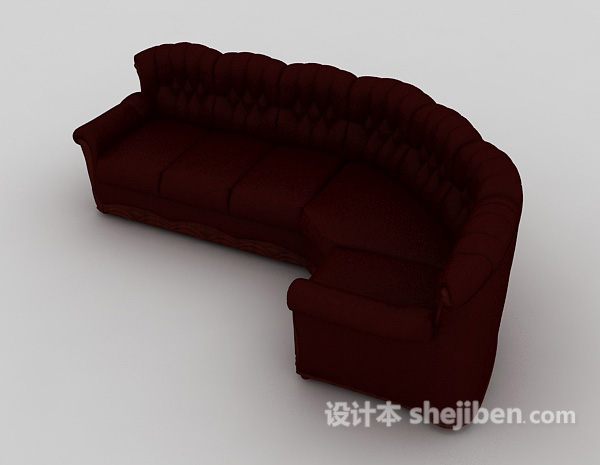设计本家居红色多人沙发3d模型下载