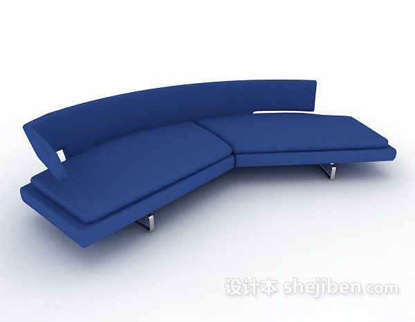 免费现代蓝色多人沙发3d模型下载