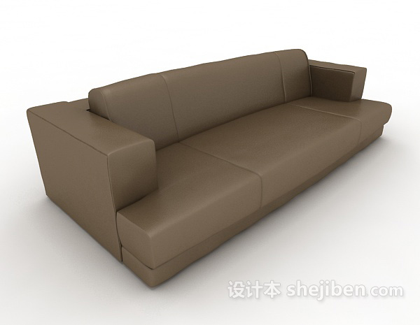 设计本简约棕色三人沙发3d模型下载