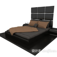 黑色经典双人床3d模型下载