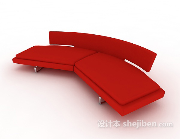 红色简约大方沙发3d模型下载