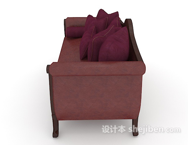 设计本玫红色高档沙发3d模型下载