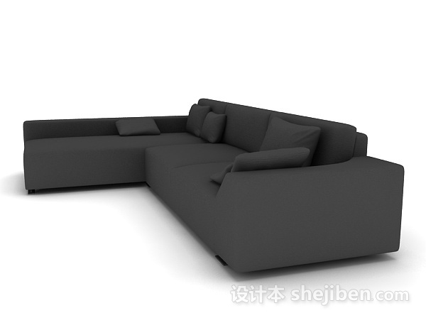 设计本深色家居多人沙发3d模型下载