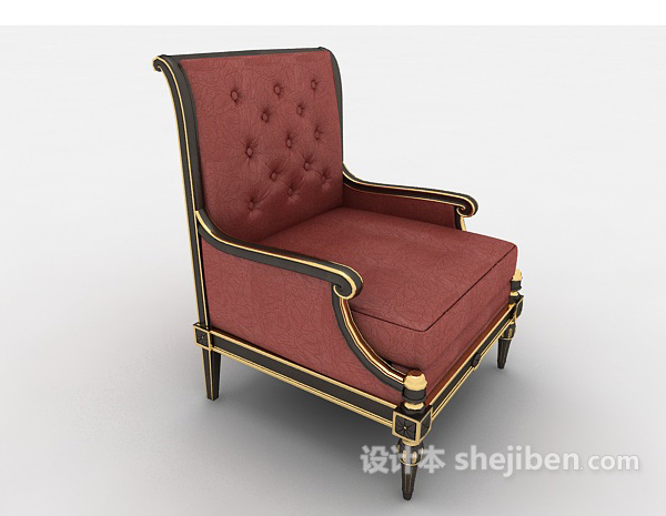 设计本红色欧式高档沙发3d模型下载