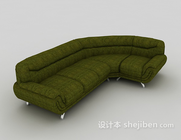 绿色个性多人沙发3d模型下载