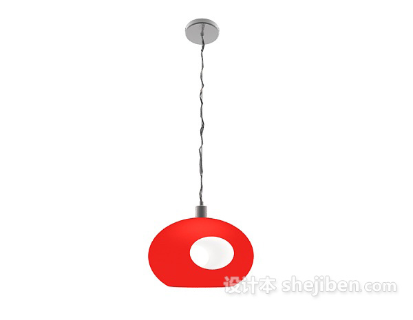 免费红色小巧吊灯3d模型下载