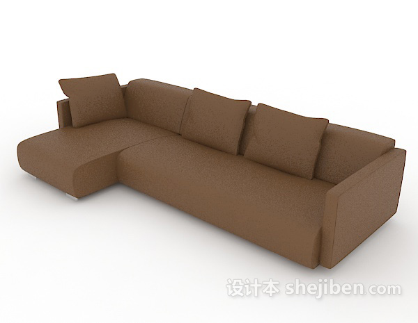 设计本棕色家居多人沙发3d模型下载