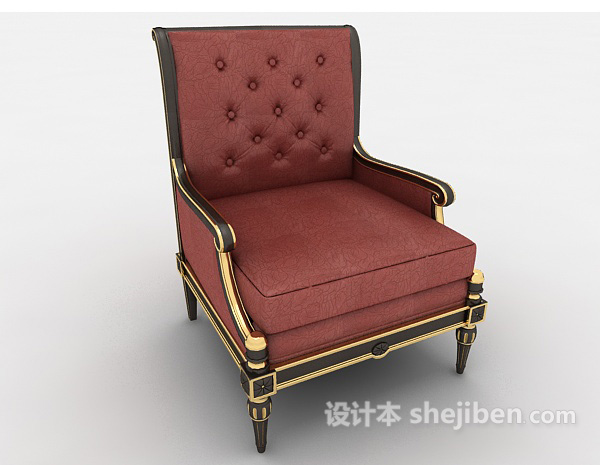 免费红色欧式高档沙发3d模型下载