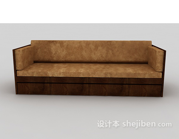 现代风格棕色实木多人沙发3d模型下载