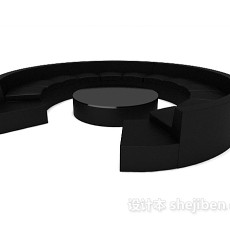 黑色圆弧形沙发3d模型下载