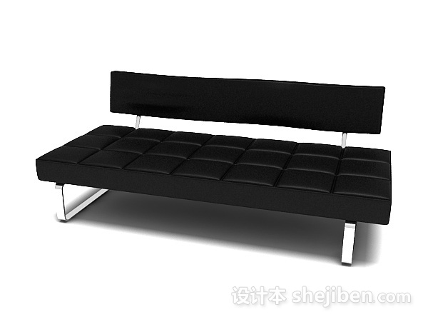 免费简约黑色皮质沙发3d模型下载